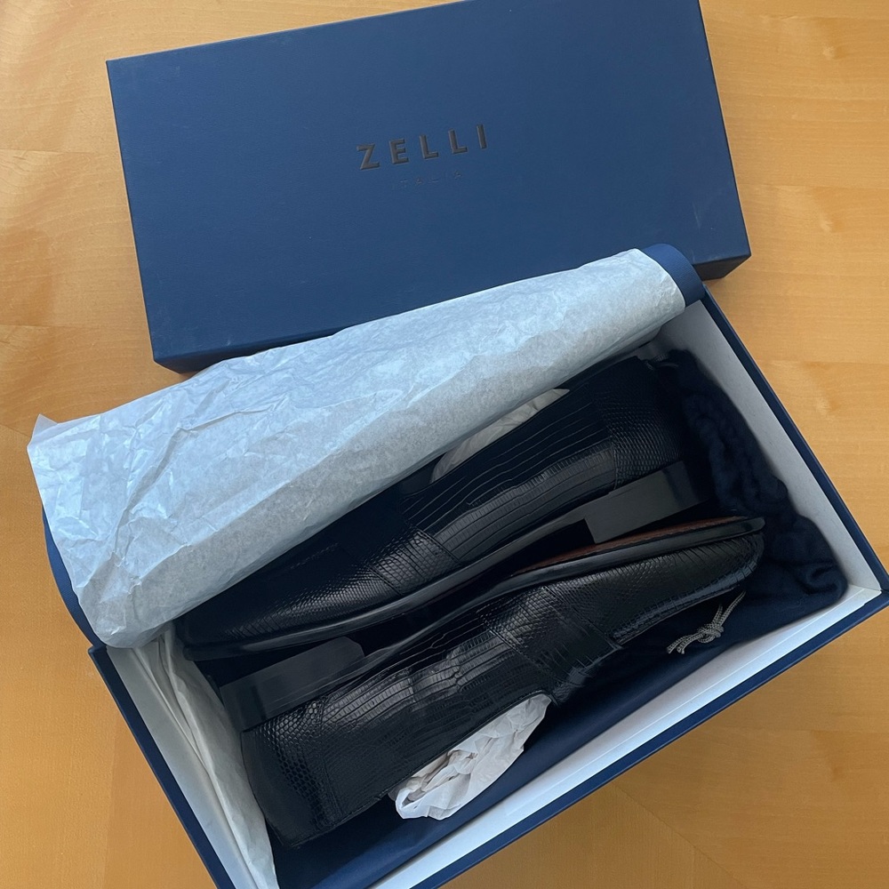 Zelli Italia Black Lizard Loafers